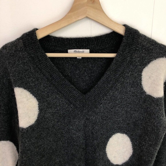 Madewell Dotted Bartlett V-Neck Sweater in Wool Alpaca Blend Coziest Yarn XXS - Picture 5 of 11